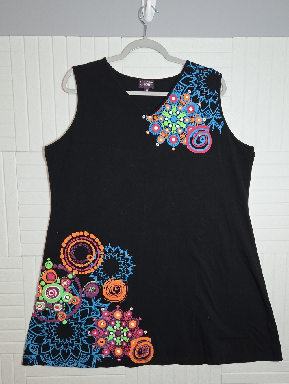 Coline Psychedelic Sleeveless Mini Dress/Tunic Size 3XL
